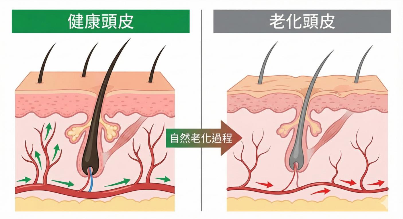 健康頭皮與老化頭皮狀態比較